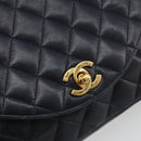 CHANEL Matelasse Chain Shoulder Bag Lamb Skin Navy Gold CC Auth 194761-17