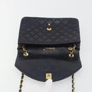 CHANEL Matelasse Chain Shoulder Bag Lamb Skin Navy Gold CC Auth 194761-18