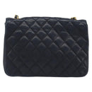 CHANEL Matelasse Chain Shoulder Bag Lamb Skin Navy Gold CC Auth 194761-2