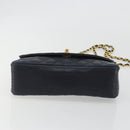 CHANEL Matelasse Chain Shoulder Bag Lamb Skin Navy Gold CC Auth 194761-5