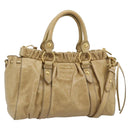 Miu Miu Hand Bag Leather 2way Beige Gold Auth 194762M-1