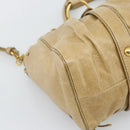Miu Miu Hand Bag Leather 2way Beige Gold Auth 194762M-16