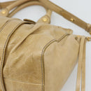 Miu Miu Hand Bag Leather 2way Beige Gold Auth 194762M-17