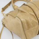 Miu Miu Hand Bag Leather 2way Beige Gold Auth 194762M-18