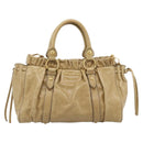 Miu Miu Hand Bag Leather 2way Beige Gold Auth 194762M-13