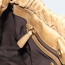 Miu Miu Hand Bag Leather 2way Beige Gold Auth 194762M-23