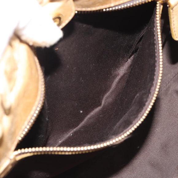 Miu Miu Hand Bag Leather 2way Beige Gold Auth 194762M