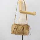 Miu Miu Hand Bag Leather 2way Beige Gold Auth 194762M-25