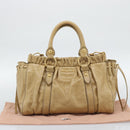 Miu Miu Hand Bag Leather 2way Beige Gold Auth 194762M-12