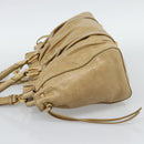 Miu Miu Hand Bag Leather 2way Beige Gold Auth 194762M-3