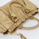 Miu Miu Hand Bag Leather 2way Beige Gold Auth 194762M-6