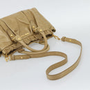 Miu Miu Hand Bag Leather 2way Beige Gold Auth 194762M-9