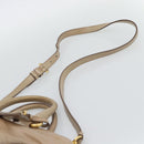 PRADA Hand Bag Leather 2way Beige Gold Auth 194763M-15