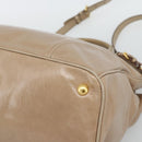 PRADA Hand Bag Leather 2way Beige Gold Auth 194763M-9