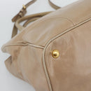PRADA Hand Bag Leather 2way Beige Gold Auth 194763M-16