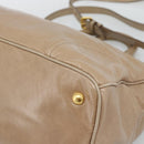PRADA Hand Bag Leather 2way Beige Gold Auth 194763M-17
