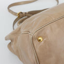 PRADA Hand Bag Leather 2way Beige Gold Auth 194763M-18