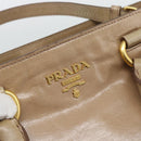 PRADA Hand Bag Leather 2way Beige Gold Auth 194763M-19