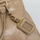 PRADA Hand Bag Leather 2way Beige Gold Auth 194763M-20