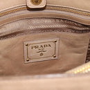 PRADA Hand Bag Leather 2way Beige Gold Auth 194763M-21