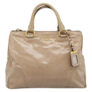 PRADA Hand Bag Leather 2way Beige Gold Auth 194763M-13
