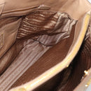 PRADA Hand Bag Leather 2way Beige Gold Auth 194763M-22
