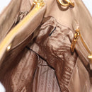 PRADA Hand Bag Leather 2way Beige Gold Auth 194763M-23