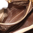 PRADA Hand Bag Leather 2way Beige Gold Auth 194763M-25