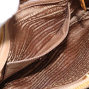 PRADA Hand Bag Leather 2way Beige Gold Auth 194763M-26