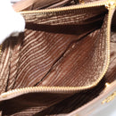 PRADA Hand Bag Leather 2way Beige Gold Auth 194763M-28