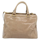 PRADA Hand Bag Leather 2way Beige Gold Auth 194763M-2