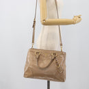 PRADA Hand Bag Leather 2way Beige Gold Auth 194763M-32