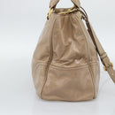 PRADA Hand Bag Leather 2way Beige Gold Auth 194763M-3