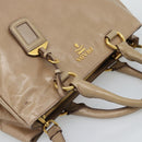 PRADA Hand Bag Leather 2way Beige Gold Auth 194763M-6