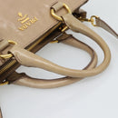 PRADA Hand Bag Leather 2way Beige Gold Auth 194763M-7