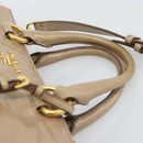 PRADA Hand Bag Leather 2way Beige Gold Auth 194763M-14