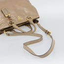 PRADA Hand Bag Leather 2way Beige Gold Auth 194763M-8