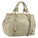 Miu Miu Hand Bag Leather 2way Beige Gold Auth 194764V-1