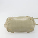 Miu Miu Hand Bag Leather 2way Beige Gold Auth 194764V-11