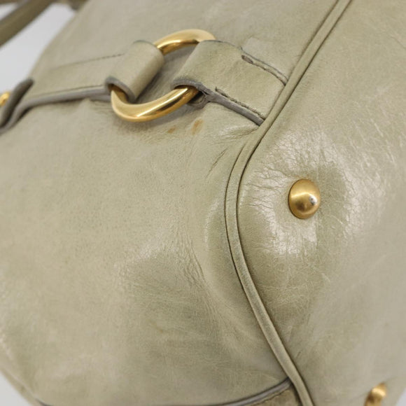 Miu Miu Hand Bag Leather 2way Beige Gold Auth 194764V