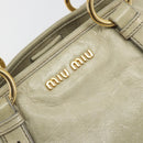 Miu Miu Hand Bag Leather 2way Beige Gold Auth 194764V-16
