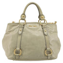 Miu Miu Hand Bag Leather 2way Beige Gold Auth 194764V-2
