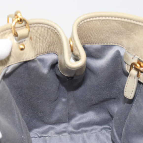 Miu Miu Hand Bag Leather 2way Beige Gold Auth 194764V