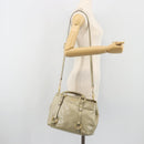 Miu Miu Hand Bag Leather 2way Beige Gold Auth 194764V-25