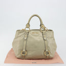 Miu Miu Hand Bag Leather 2way Beige Gold Auth 194764V-26