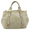 Miu Miu Hand Bag Leather 2way Beige Gold Auth 194764V-3
