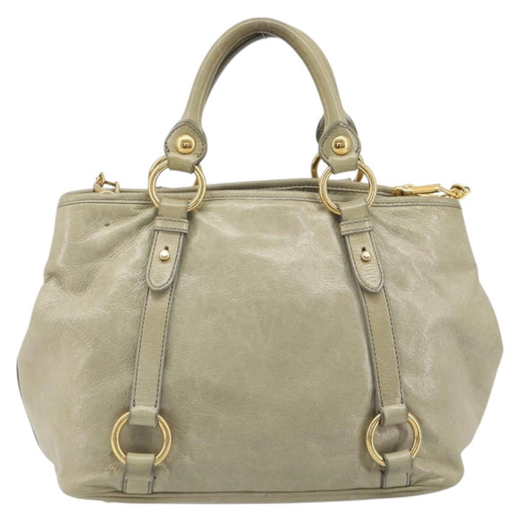 Miu Miu Hand Bag Leather 2way Beige Gold Auth 194764V