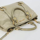 Miu Miu Hand Bag Leather 2way Beige Gold Auth 194764V-6