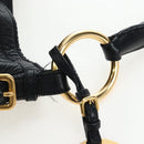 PRADA Shoulder Bag Vittero Dino Leather Black Gold Auth 194765M-8