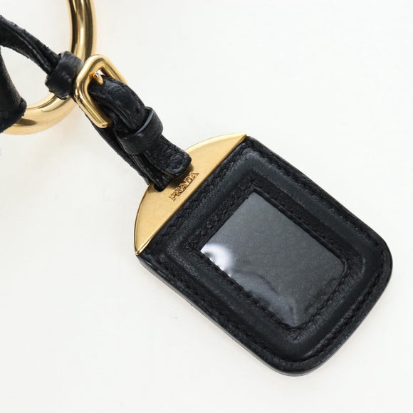 PRADA Shoulder Bag Vittero Dino Leather Black Gold Auth 194765M